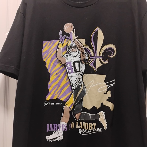 GV Art One of a Kind Jarvis Landry Marching Home Signature Shirt Size XL - Picture 2 of 5